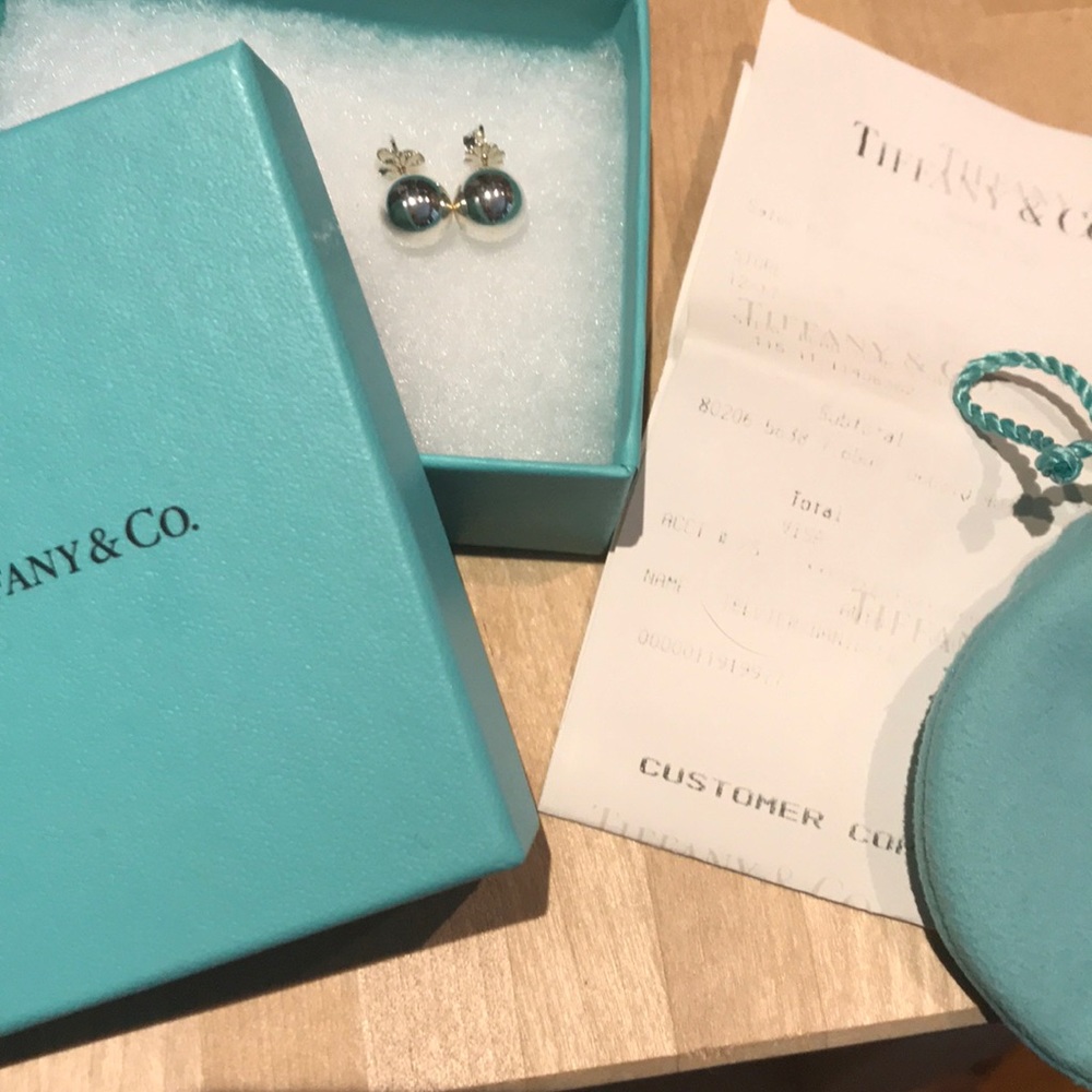 Tiffany 10mm bead earrings Authentic